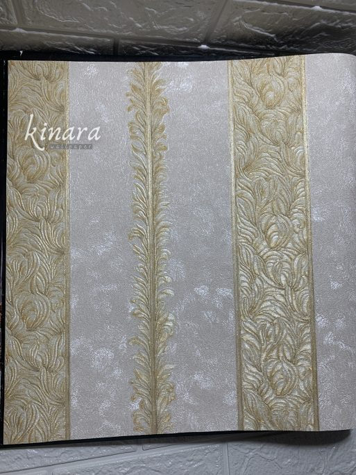 Wallpaper Garis Krem Mewah E0104