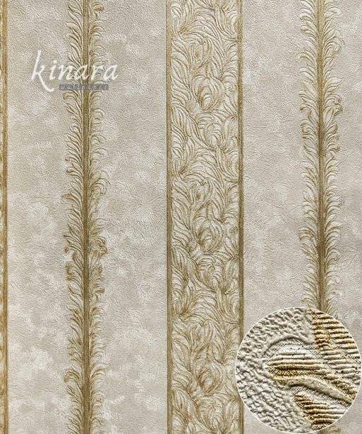 Wallpaper Garis Krem Mewah E0104
