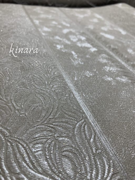 Wallpaper Garis Silver Putih Abu-Abu Mewah E0107