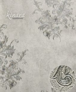 Wallpaper Bunga Silver Putih Abu-Abu E0111