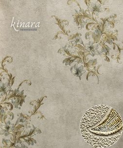 Wallpaper Bunga Gold Krem Hijau E0114