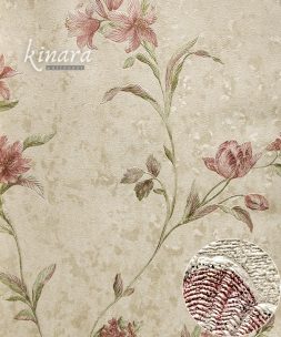 Wallpaper Bunga Pink Dasar Krem E0125