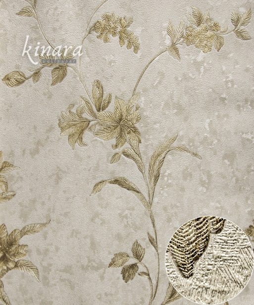 Wallpaper Bunga Kuning Dasar Krem E0127