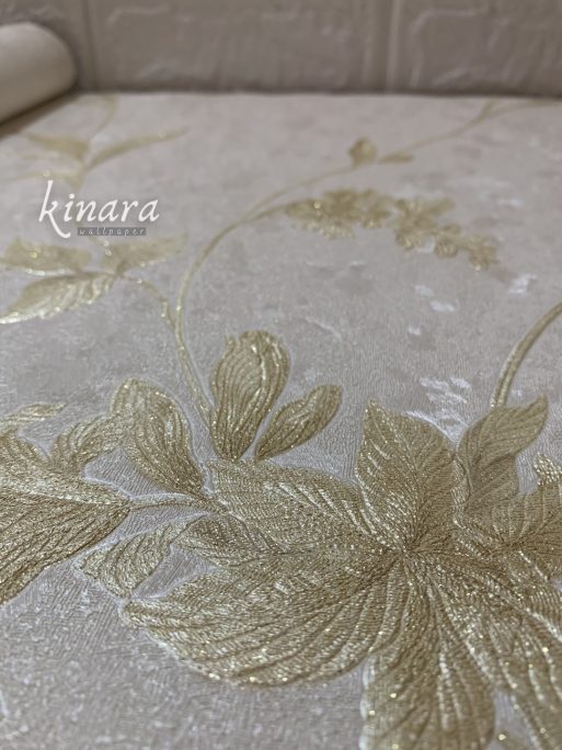 Wallpaper Bunga Kuning Dasar Krem E0127