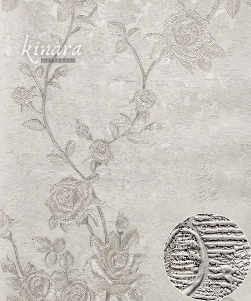 Wallpaper Bunga Silver Abu-Abu E0135