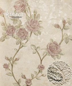 Wallpaper Bunga Pink Dasar Krem E0137