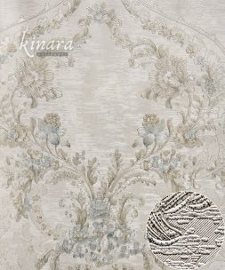 Wallpaper Bunga Biru Dasar Krem E0141
