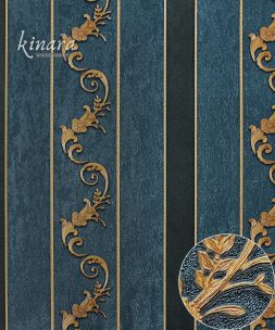 Wallpaper Garis Gold Dasar Biru E0143