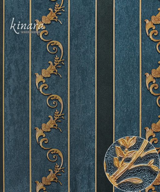 Wallpaper Garis Gold Dasar Biru E0143
