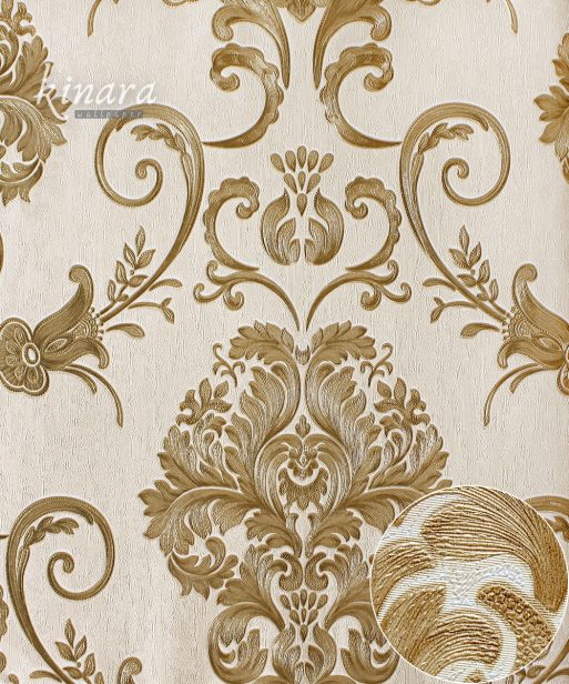 Wallpaper Klasik Batik Coklat Susu Dasar Krem E0144