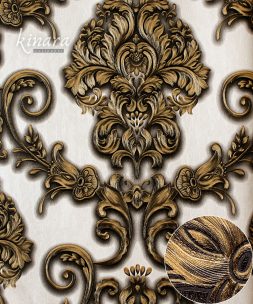 Wallpaper Klasik Batik Gold Hitam Dasar Krem E0146