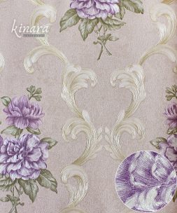 Wallpaper Bunga Shabby Ungu Dasar Krem E0155