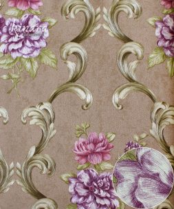 Wallpaper Bunga Shabby Ungu Dasar Ungu Krem E0156