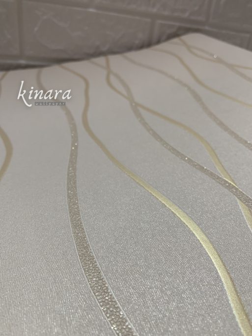 Wallpaper Ulir Coklat Gold Dasar Krem Minimalis E0160