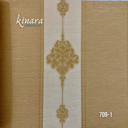 Wallpaper Garis Coklat Gold Krem Klasik 709-1