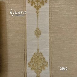 Wallpaper Garis Coklat Gold Krem Klasik 709-2