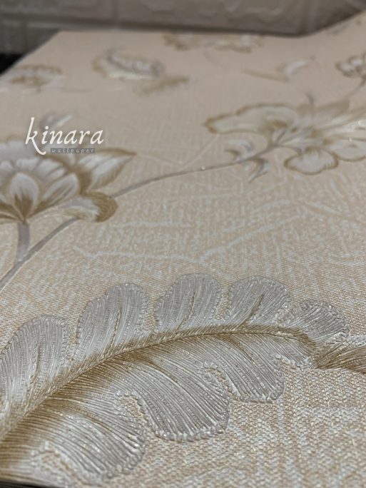 Wallpaper Bunga Krem Silver Klasik E0168