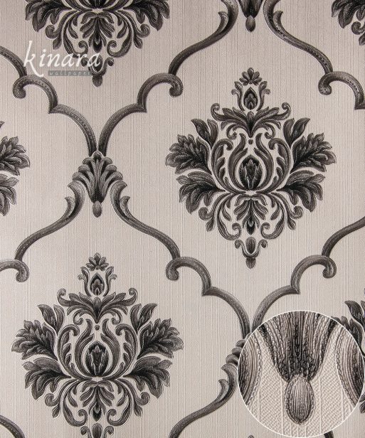 Wallpaper Klasik Batik Hitam Putih E0179