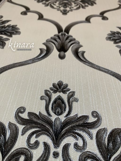 Wallpaper Klasik Batik Hitam Putih E0179