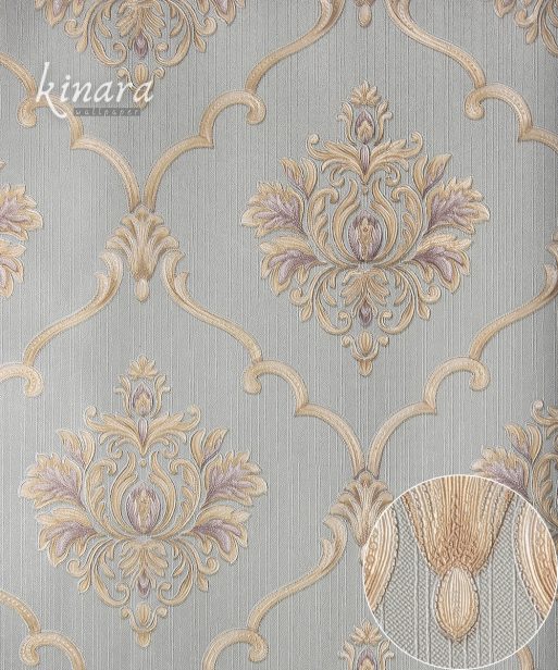 Wallpaper Klasik Batik Gold Ungu Biru E0184