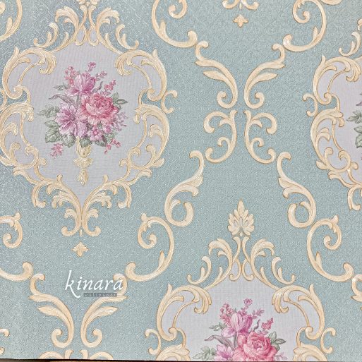 Wallpaper Bunga Pink Hijau Toska Cantik 900-2