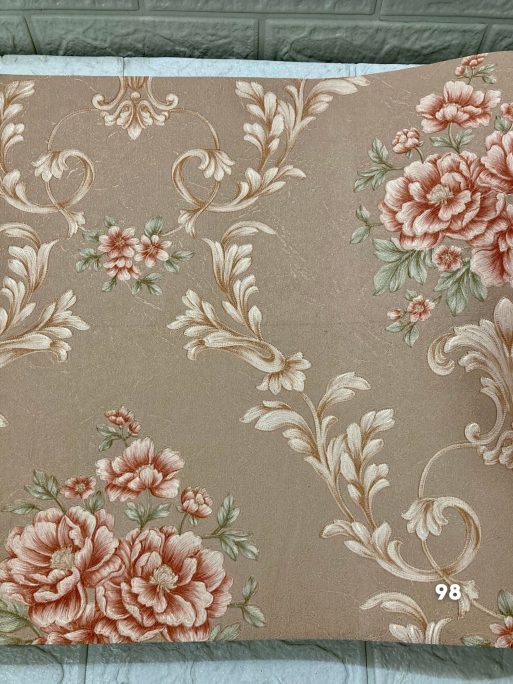 Wallpaper Bunga Shabby Merah Dasar Coklat E0198