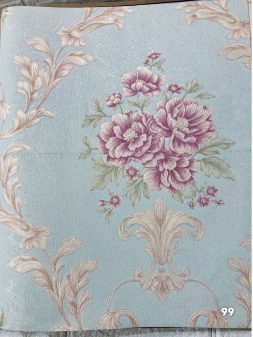 Wallpaper Bunga Shabby Ungu Toska E0199