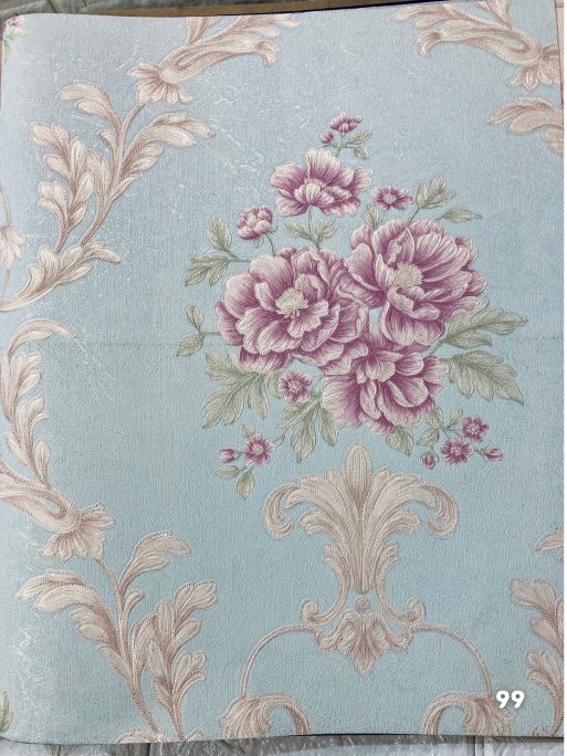 Wallpaper Bunga Shabby Ungu Toska E0199