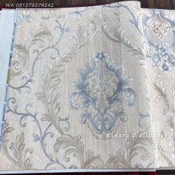 Wallpaper Batik Klasik Krem Biru Muda C-320