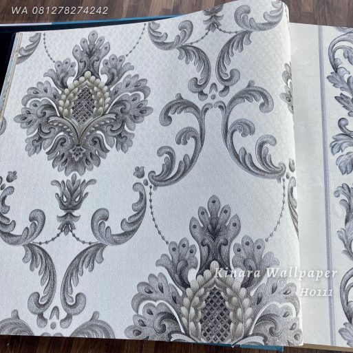 Wallpaper Batik Klasik Silver Dasar Cream