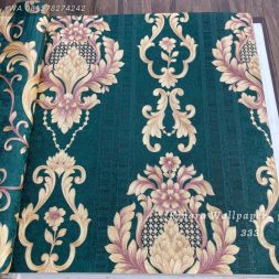 Wallpaper Salur Klasik Gold Hijau C-333