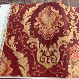 Wallpaper Batik Klasik Merah Gold C-326