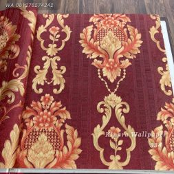 Wallpaper Salur Klasik Merah Gold C-334