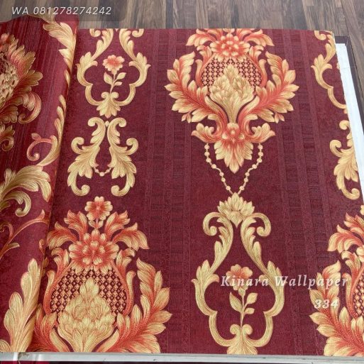 Wallpaper Salur Klasik Merah Gold C-334