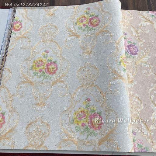 Wallpaper Bunga Klasik Gold C-316
