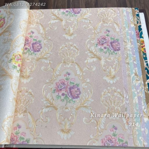 Wallpaper Bunga Klasik Peach C-314