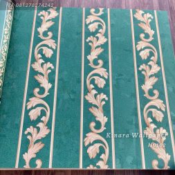 Wallpaper Salur Klasik Gold Dasar Hijau H0102