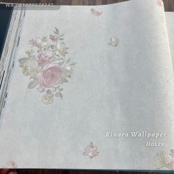 Wallpaper Bunga Shabby Soft Pink Klasik Dasar Cream