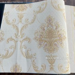 Wallpaper Batik Klasik Gold Dasar Cream H0103