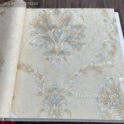 Wallpaper Bunga Klasik Gold Silver C-346