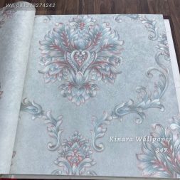 Wallpaper Bunga Klasik Silver C-347