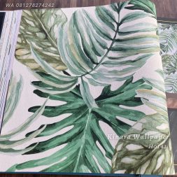 Wallpaper Daun Philo Dasar Cream H0142