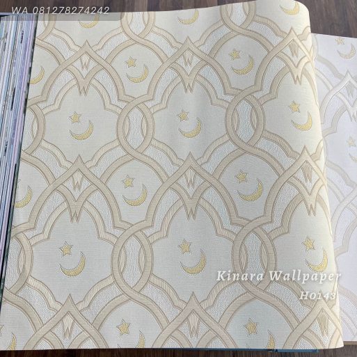 Wallpaper Bulan Bintang Gold Dasar Cream H0143