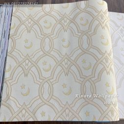 Wallpaper Bulan Bintang Gold Dasar Cream H0143