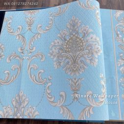Wallpaper Batik Klasik Silver Dasar Soft Blue