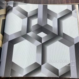 Wallpaper Salur Segi Enam Silver Grey H0159