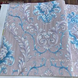 Wallpaper Batik Klasik Biru Coklat C-319