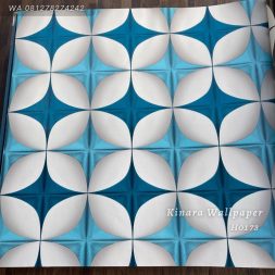Wallpaper 3D Batik Biru Silver H0173