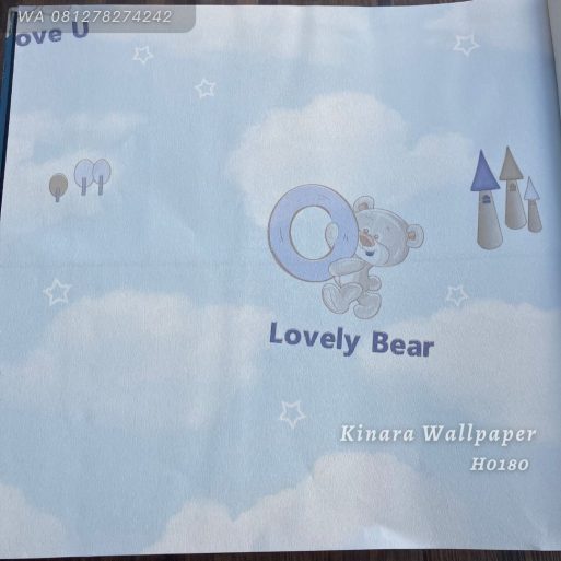 Wallpaper Karakter Anak Beruang Soft Blue H0180